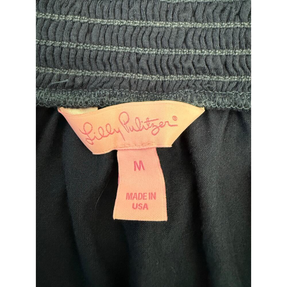 Lilly Pulitzer Almeria Off The Shoulder Navy Top Size Medium - Picture 6 of 6